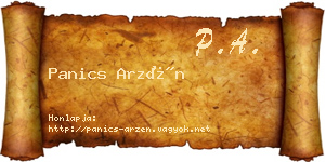 Panics Arzén névjegykártya